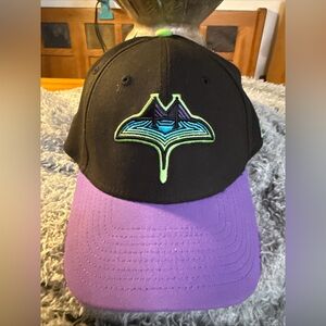 Vintage Tampa bay rays mlb hat New Era Black and Gray 59FIFTY Cap 7 3/8 fitted